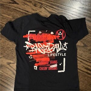 Baseball Lifestyle Kids T-Shirt - Black and Red